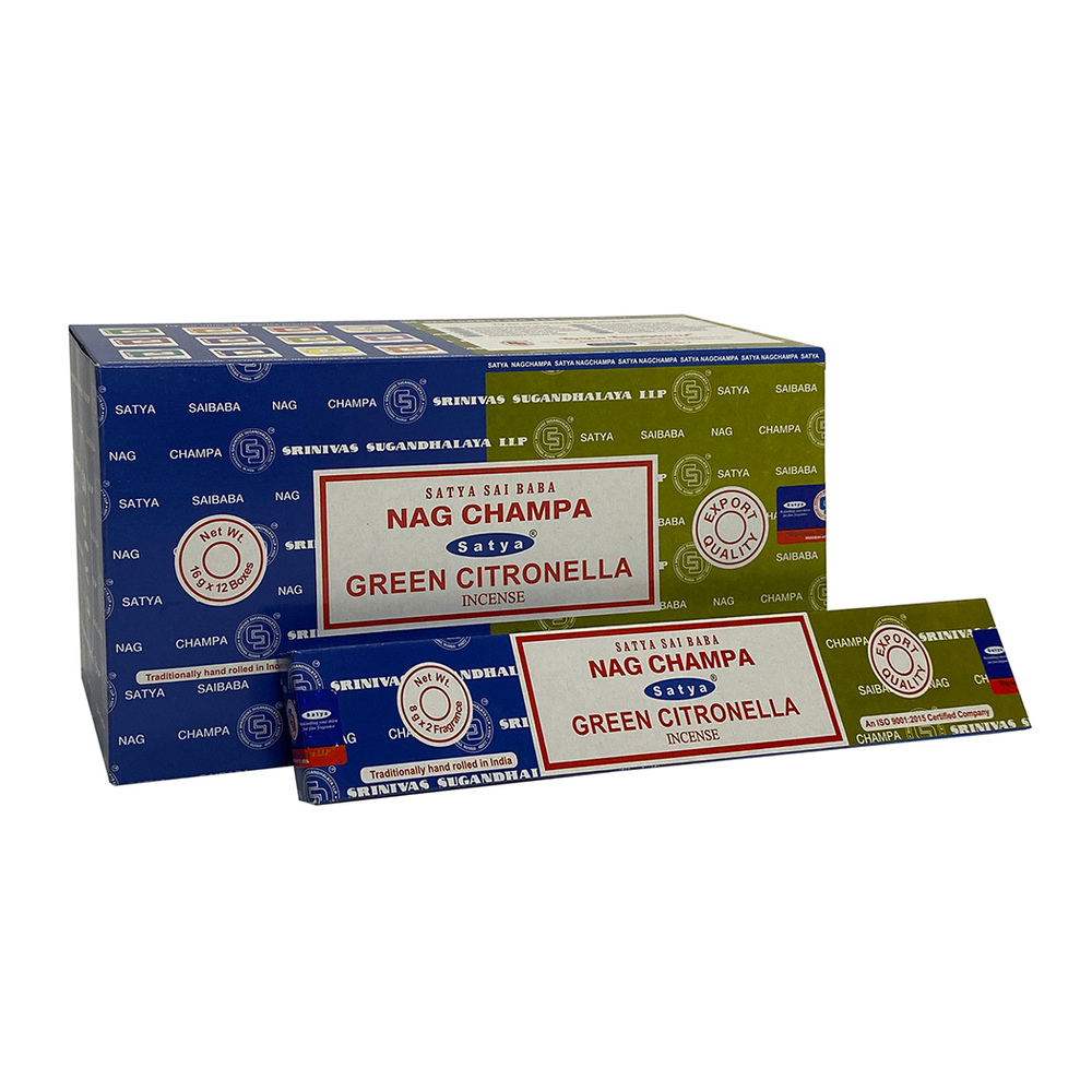 Set of 12 Packets of Combo Satya Incense - Nag Champa Green Citronella - ScentiMelti Home Fragrance, Beauty & Gifts UK