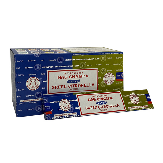 Set of 12 Packets of Combo Satya Incense - Nag Champa Green Citronella - ScentiMelti Home Fragrance, Beauty & Gifts UK