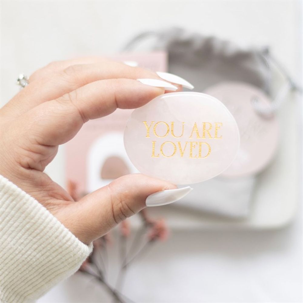 You Are Loved Rose Quartz Crystal Palm Stone - ScentiMelti  You Are Loved Rose Quartz Crystal Palm Stone