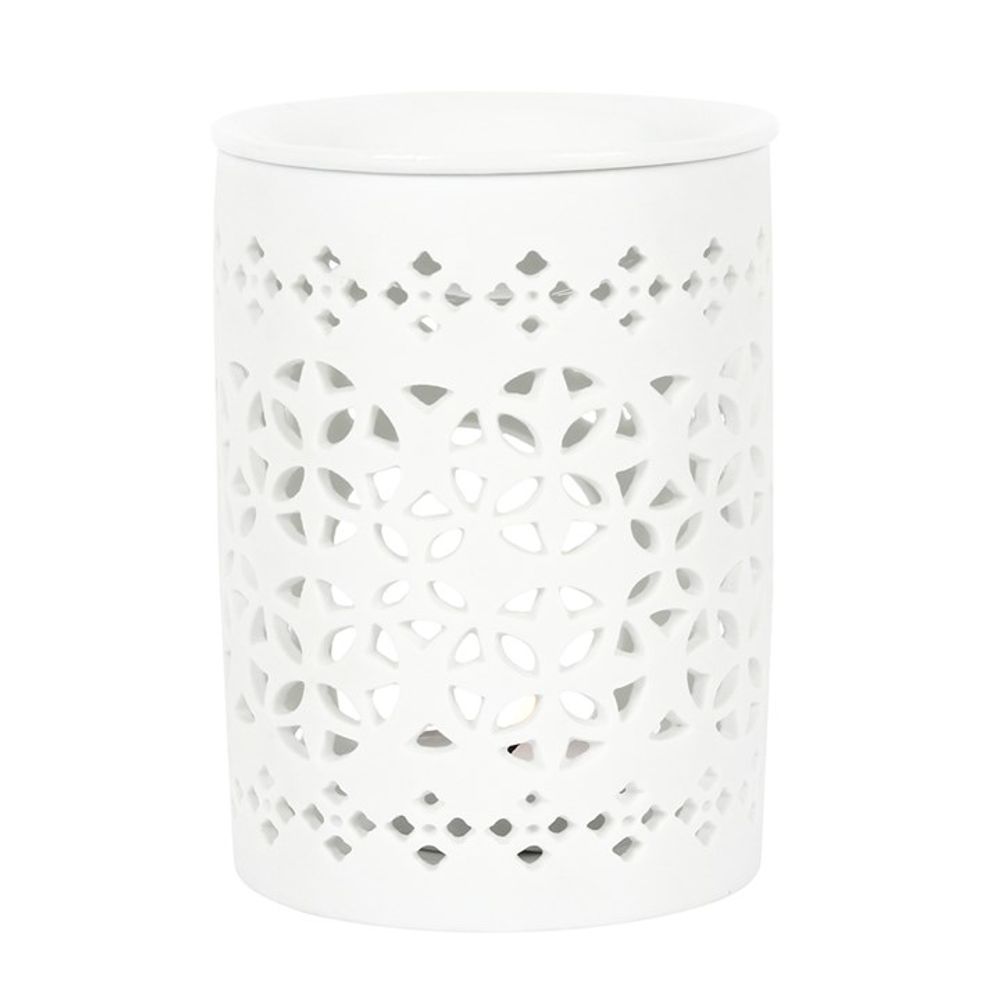 White Matte Cut Out Oil Burner - ScentiMelti  White Matte Cut Out Oil Burner