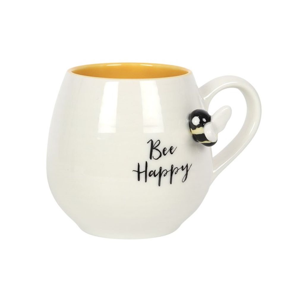 3D Bee Happy Rounded Mug - ScentiMelti  3D Bee Happy Rounded Mug