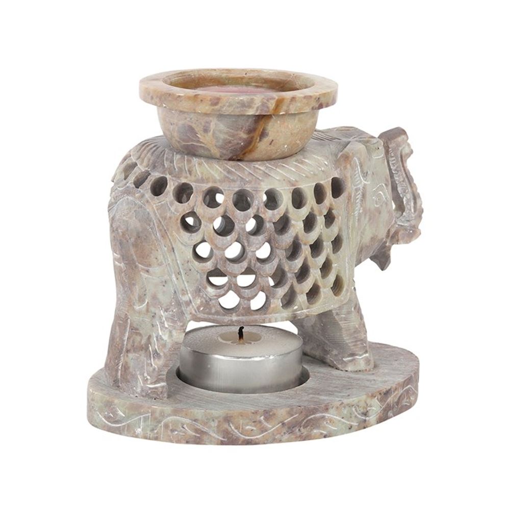 Upward Elephant Soapstone Oil Burner - ScentiMelti  Upward Elephant Soapstone Oil Burner