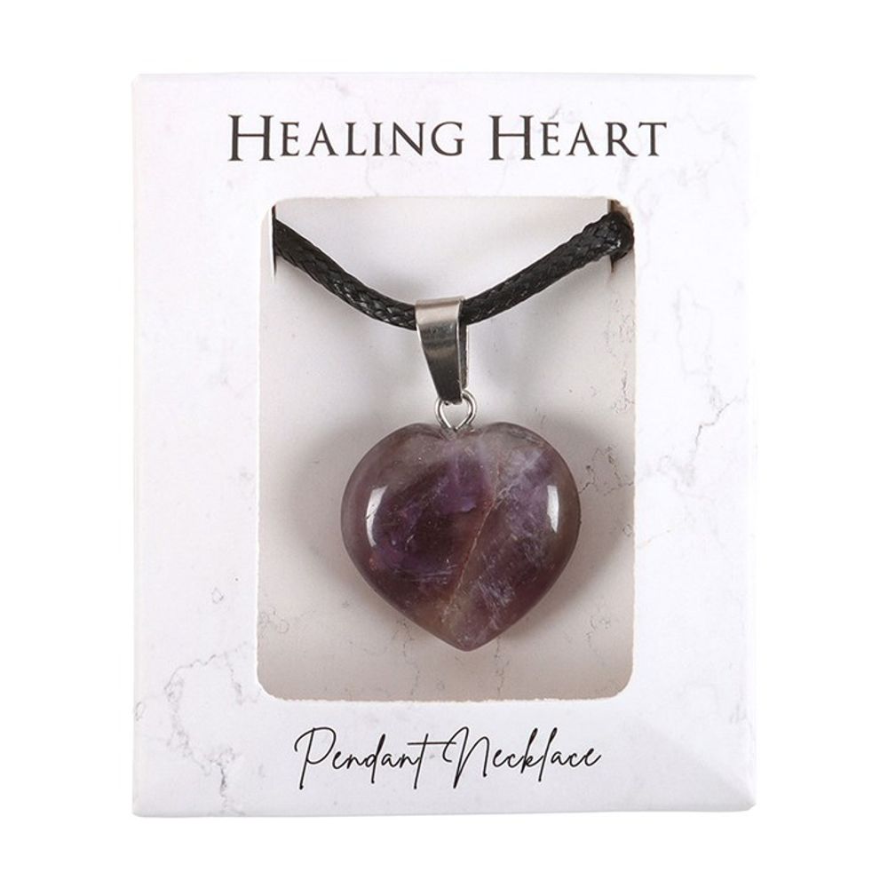 Amethyst Healing Crystal Heart Necklace - ScentiMelti  Amethyst Healing Crystal Heart Necklace