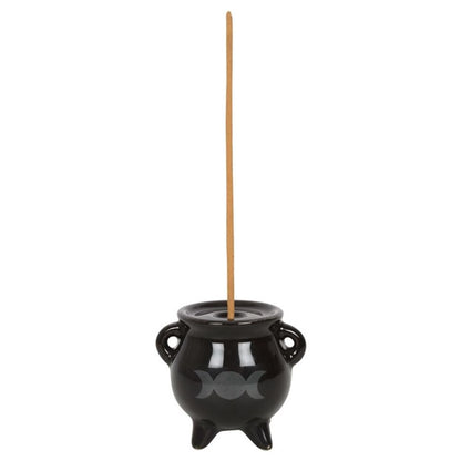 Triple Moon Cauldron Ceramic Incense Holder - ScentiMelti  Triple Moon Cauldron Ceramic Incense Holder