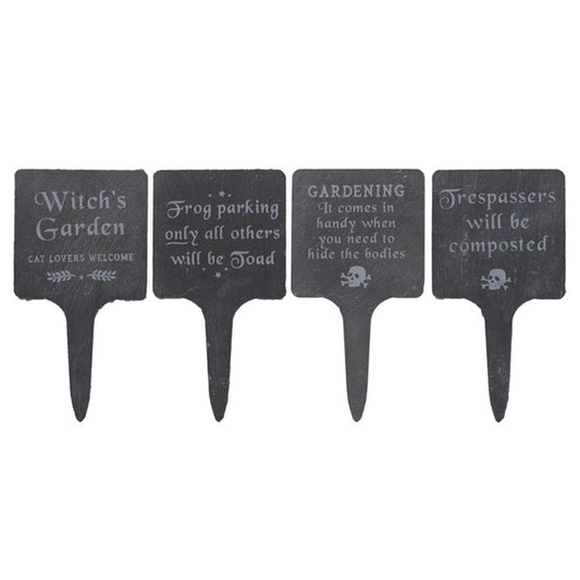 Set of 4 Slate Gothic Garden Signs - ScentiMelti  Set of 4 Slate Gothic Garden Signs