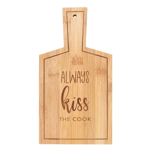 Kiss the Cook Bamboo Serving Board - ScentiMelti  Kiss the Cook Bamboo Serving Board