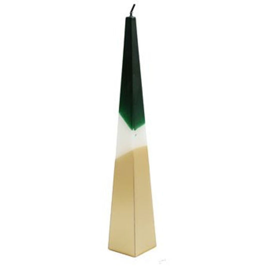 32cm Green and Gold Pyramid Candle