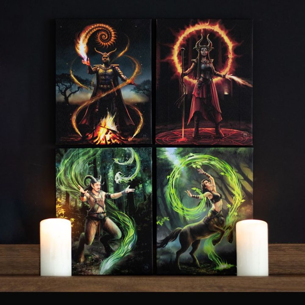 19x25cm Fire Element Wizard Canvas Plaque by Anne Stokes - ScentiMelti  19x25cm Fire Element Wizard Canvas Plaque by Anne Stokes