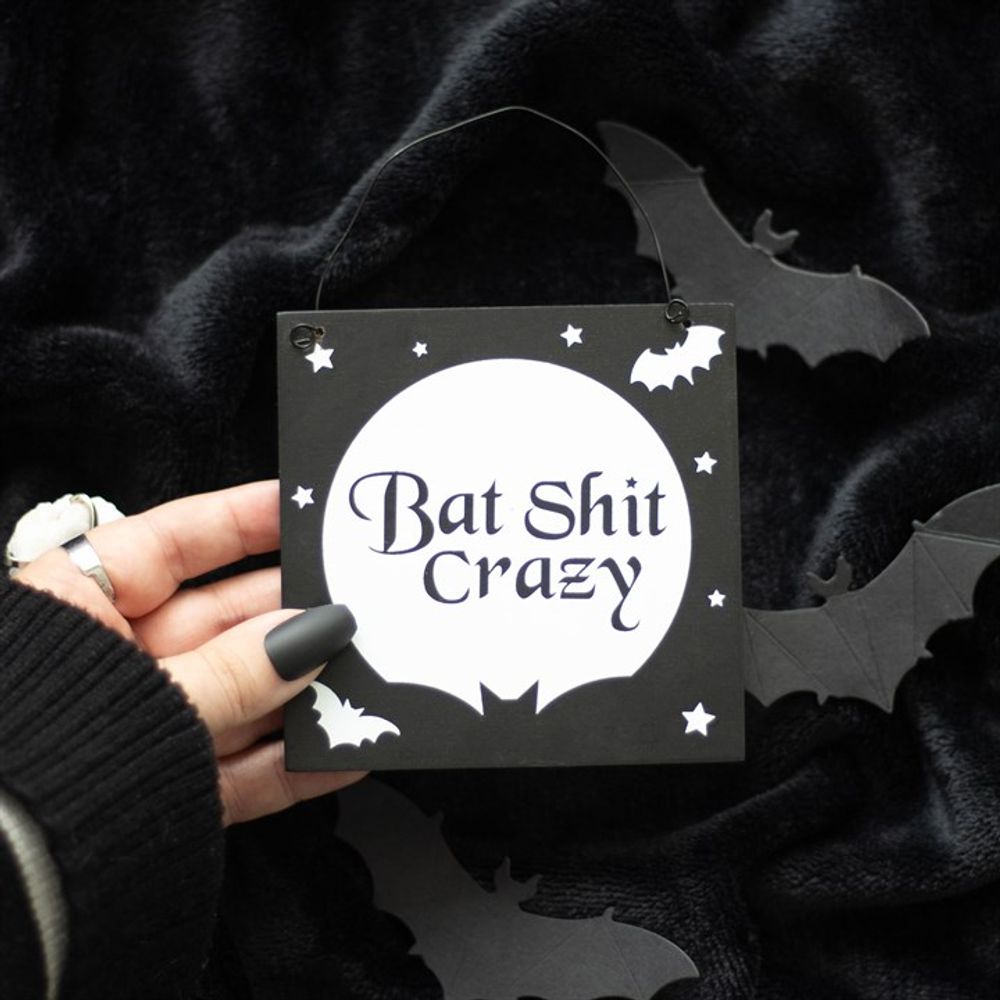 10cm Bat Shit Crazy Hanging Sign - ScentiMelti  10cm Bat Shit Crazy Hanging Sign