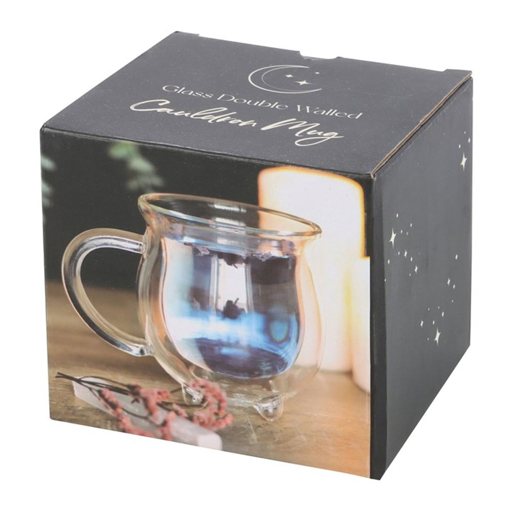 Clear Double Walled Glass Cauldron Mug - ScentiMelti  Clear Double Walled Glass Cauldron Mug