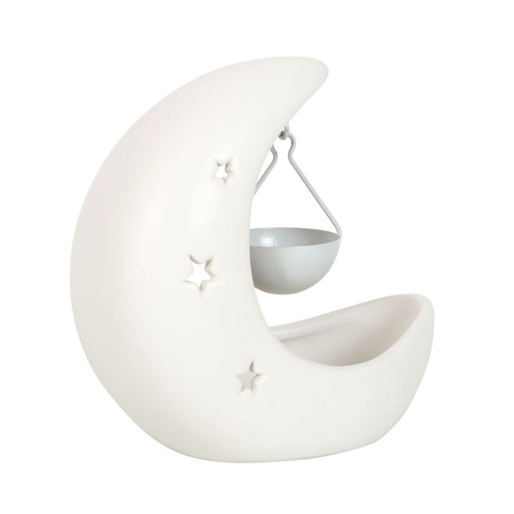 White Crescent Moon Hanging Oil Burner - ScentiMelti  White Crescent Moon Hanging Oil Burner