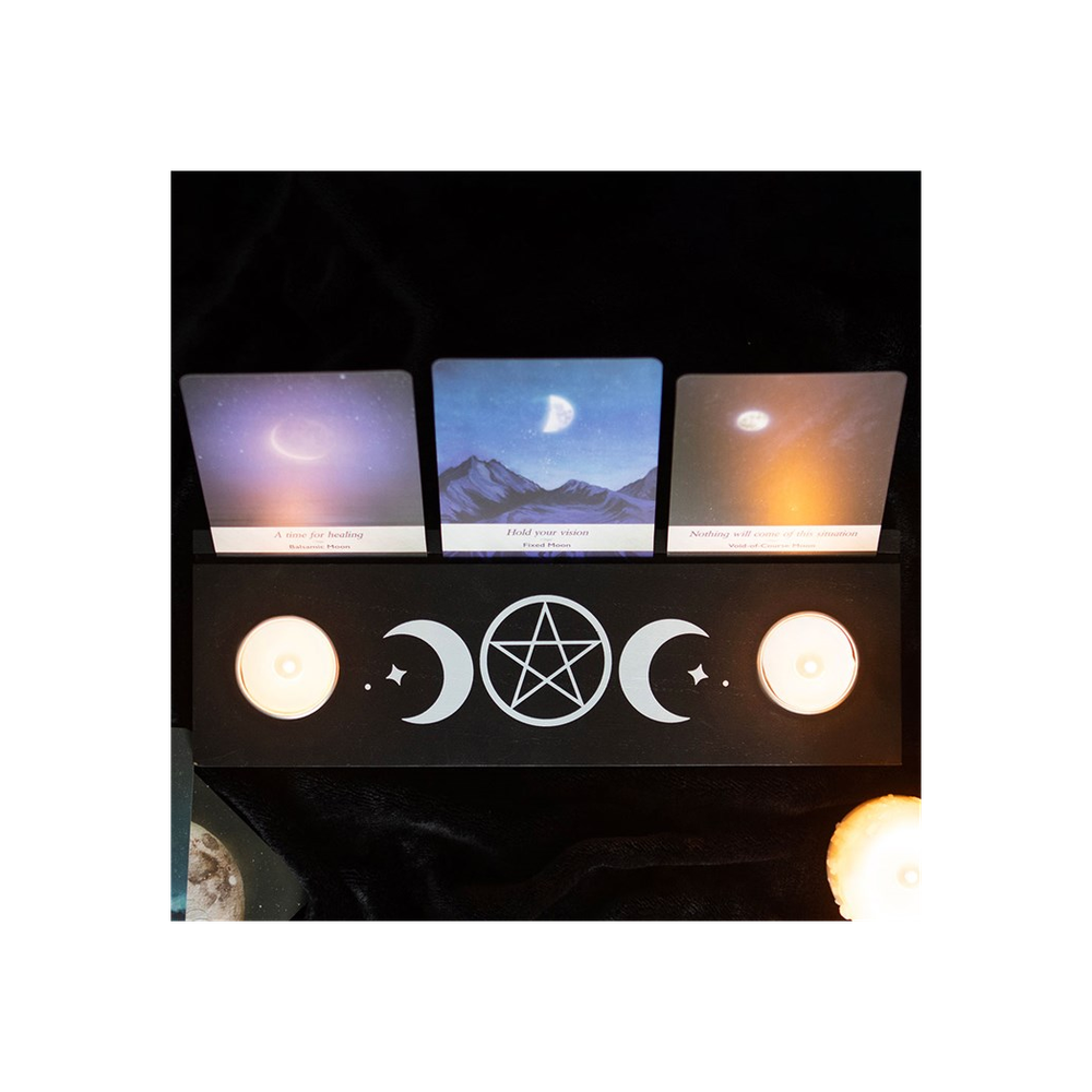 Black Triple Moon Tarot Card Stand Tealight Holder - ScentiMelti  Black Triple Moon Tarot Card Stand Tealight Holder