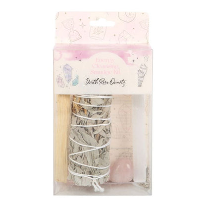 Smudge Kit with Rose Quartz Crystal - ScentiMelti  Smudge Kit with Rose Quartz Crystal