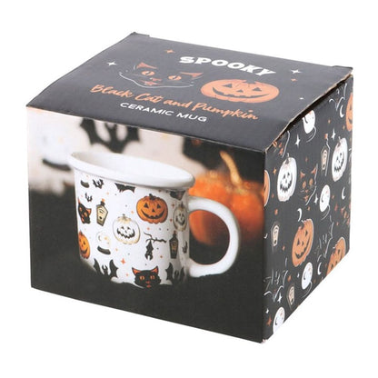 Spooky Cat and Pumpkin Print Mug - ScentiMelti  Spooky Cat and Pumpkin Print Mug