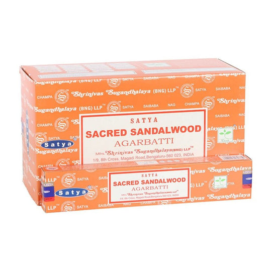 12 Packs of Sacred Sandalwood Incense Sticks by Satya - ScentiMelti  12 Packs of Sacred Sandalwood Incense Sticks by Satya