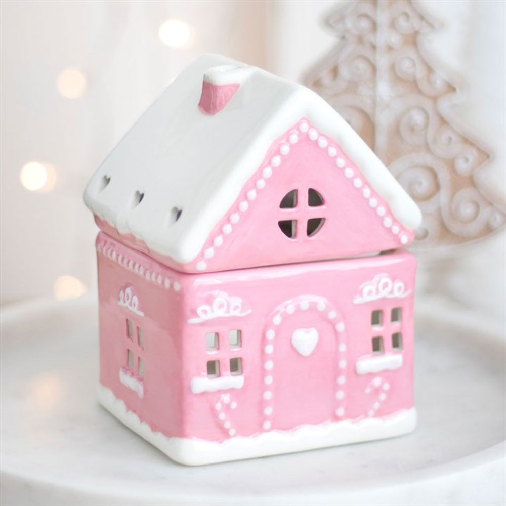 Pink Gingerbread House Oil Burner - ScentiMelti  Pink Gingerbread House Oil Burner