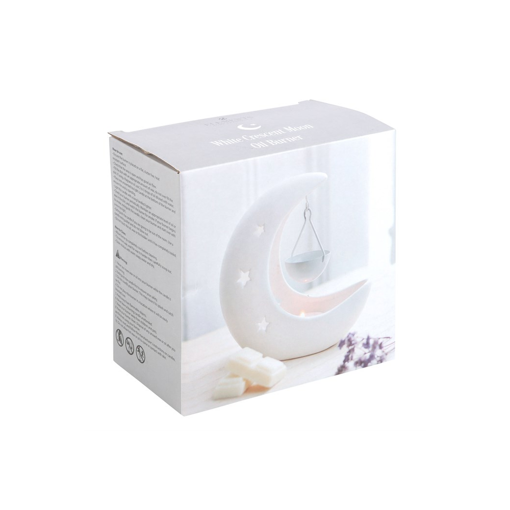 White Crescent Moon Hanging Oil Burner - ScentiMelti  White Crescent Moon Hanging Oil Burner