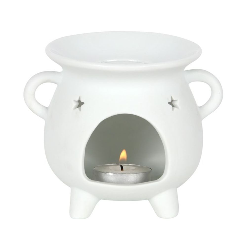 White Pentagram Cauldron Oil Burner - ScentiMelti  White Pentagram Cauldron Oil Burner