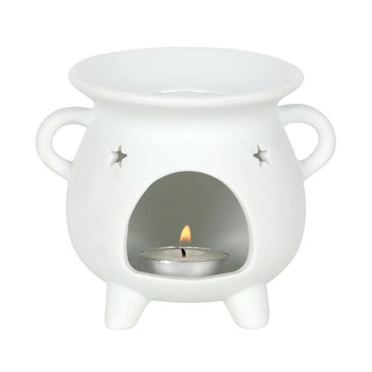 White Pentagram Cauldron Oil Burner - ScentiMelti  White Pentagram Cauldron Oil Burner