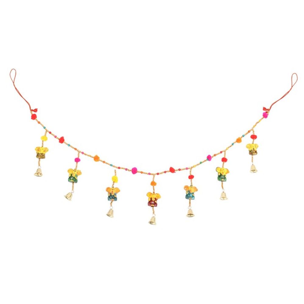 Hanging Ganesh Garland with Beads and Bells - ScentiMelti  Hanging Ganesh Garland with Beads and Bells