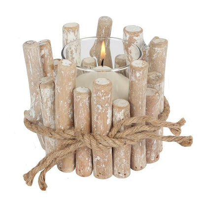 White Washed Driftwood Candle Holder - ScentiMelti  White Washed Driftwood Candle Holder