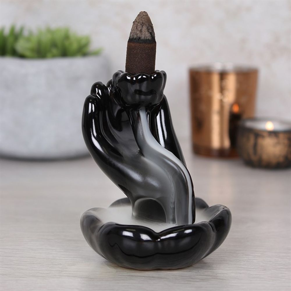 Hand & Lotus Flower Backflow Incense Burner - ScentiMelti  Hand & Lotus Flower Backflow Incense Burner