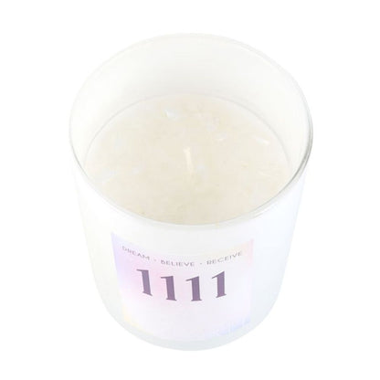 1111 Angel Number Crystal Chip Candle - ScentiMelti  1111 Angel Number Crystal Chip Candle