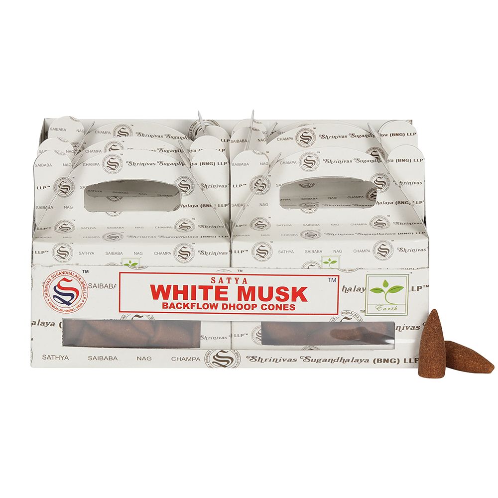 Set of 6 Packets of White Musk Backflow Dhoop Cones by Satya - ScentiMelti Home Fragrance, Beauty & Gifts UK