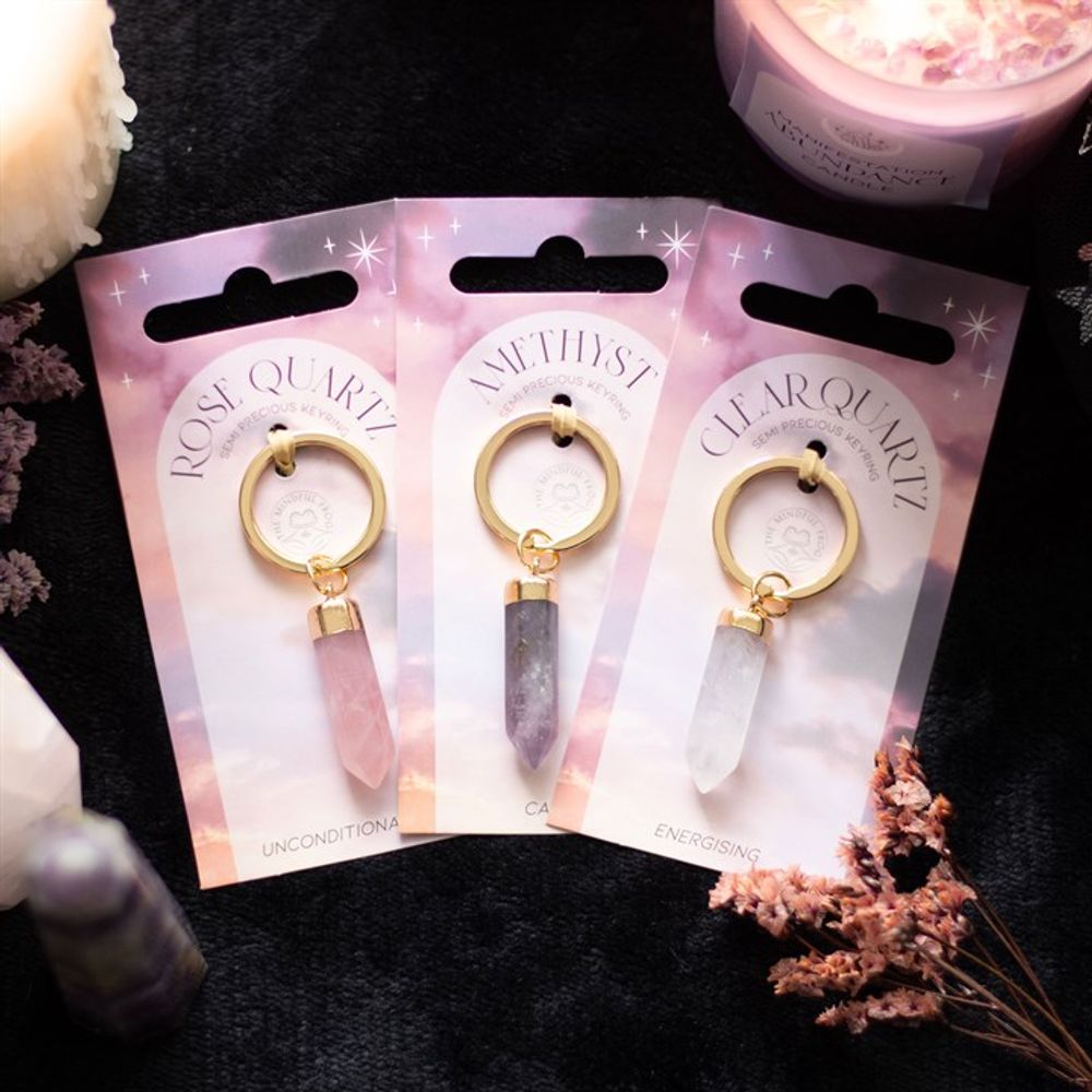 Amethyst Semi Precious Crystal Keyring - ScentiMelti  Amethyst Semi Precious Crystal Keyring