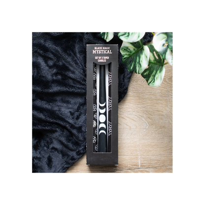 Set of 3 Black Magic Mystical Taper Candles - ScentiMelti  Set of 3 Black Magic Mystical Taper Candles