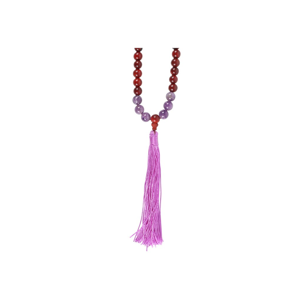 Intuition Rosewood & Amethyst Mallah Necklace - ScentiMelti  Intuition Rosewood & Amethyst Mallah Necklace