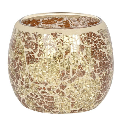 Large Gold Crackle Glass Candle Holder - ScentiMelti  Large Gold Crackle Glass Candle Holder