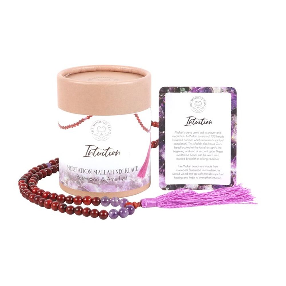 Intuition Rosewood & Amethyst Mallah Necklace - ScentiMelti  Intuition Rosewood & Amethyst Mallah Necklace