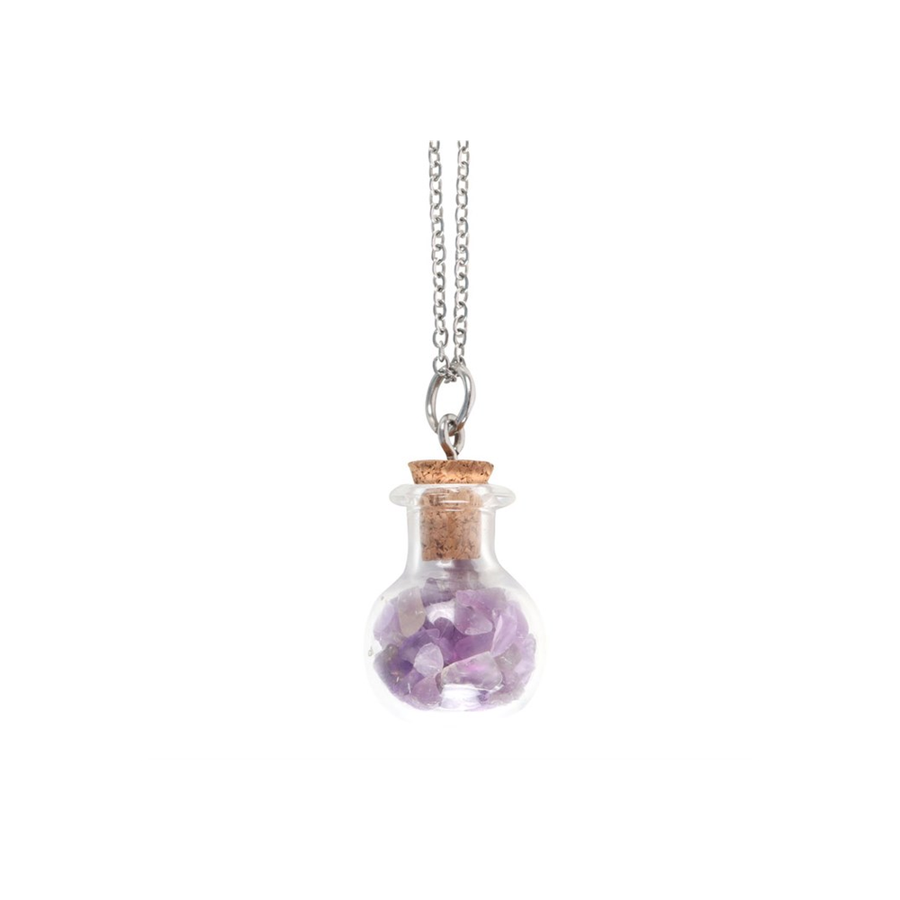 Calming Amethyst Crystal Chip Potion Bottle Necklace - ScentiMelti Home Fragrance, Beauty & Gifts UK