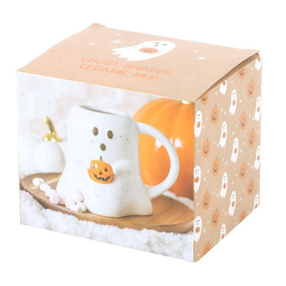 Ghost Shaped Mug with Pumpkin - ScentiMelti  Ghost Shaped Mug with Pumpkin