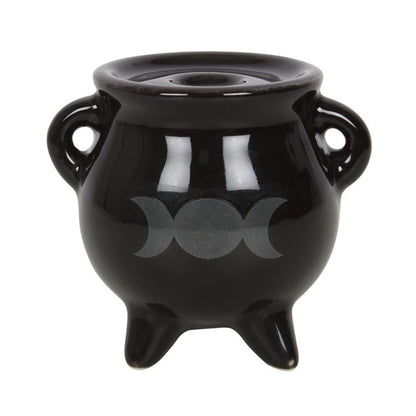 Triple Moon Cauldron Ceramic Incense Holder - ScentiMelti  Triple Moon Cauldron Ceramic Incense Holder