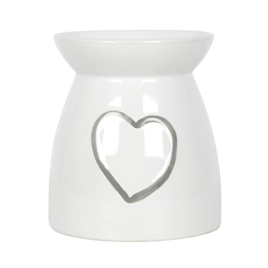 White Oil Burner With Grey Painted Heart - ScentiMelti  White Oil Burner With Grey Painted Heart