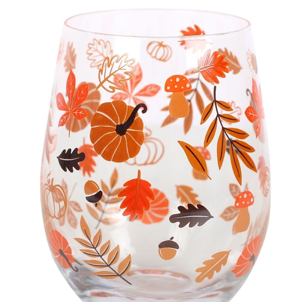 Autumn Leaves and Pumpkins Stemless Glass - ScentiMelti  Autumn Leaves and Pumpkins Stemless Glass