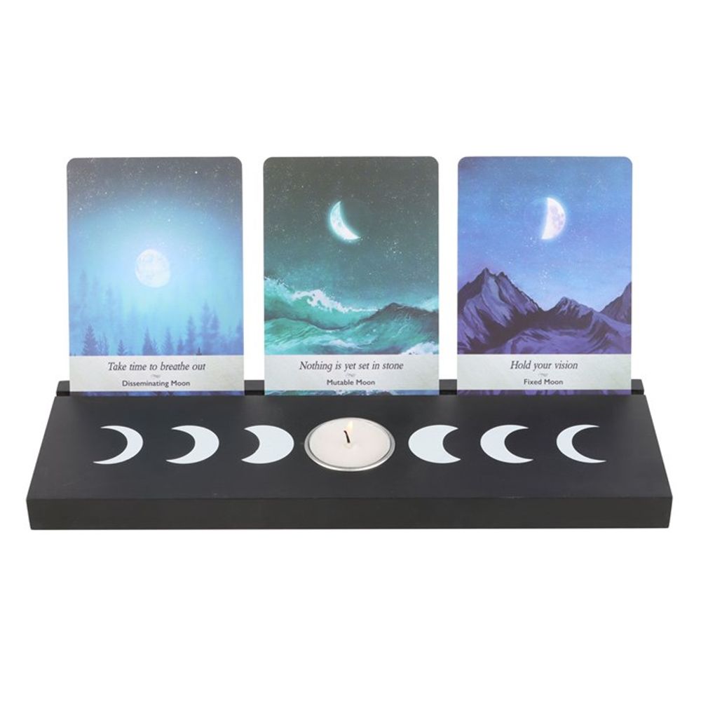 Black Moon Phase Tarot Card Stand Tealight Holder - ScentiMelti Home Fragrance, Beauty & Gifts UK