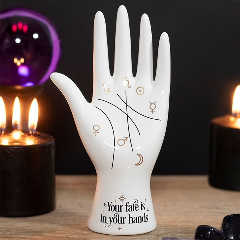 White Ceramic Palmistry Hand Ornament - ScentiMelti  White Ceramic Palmistry Hand Ornament