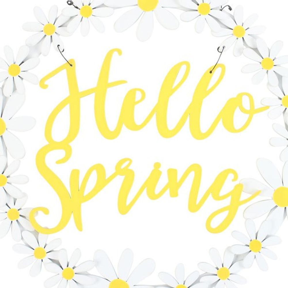 Hello Spring Hanging Daisy Wreath Decoration - ScentiMelti  Hello Spring Hanging Daisy Wreath Decoration