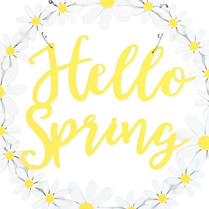 Hello Spring Hanging Daisy Wreath Decoration - ScentiMelti  Hello Spring Hanging Daisy Wreath Decoration