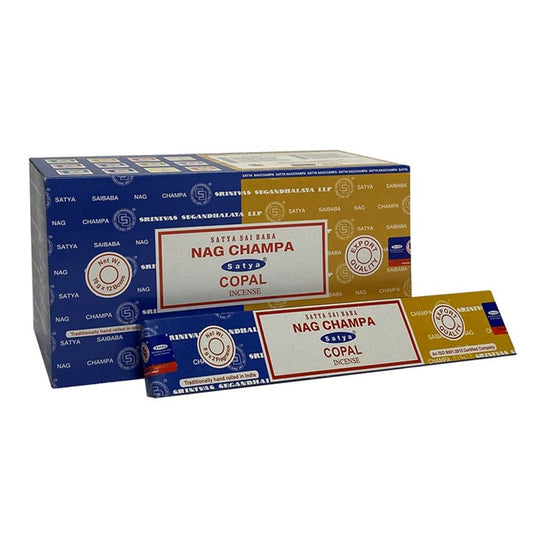 Set of 12 Packets of Combo Satya Incense - Nag Champa Copal