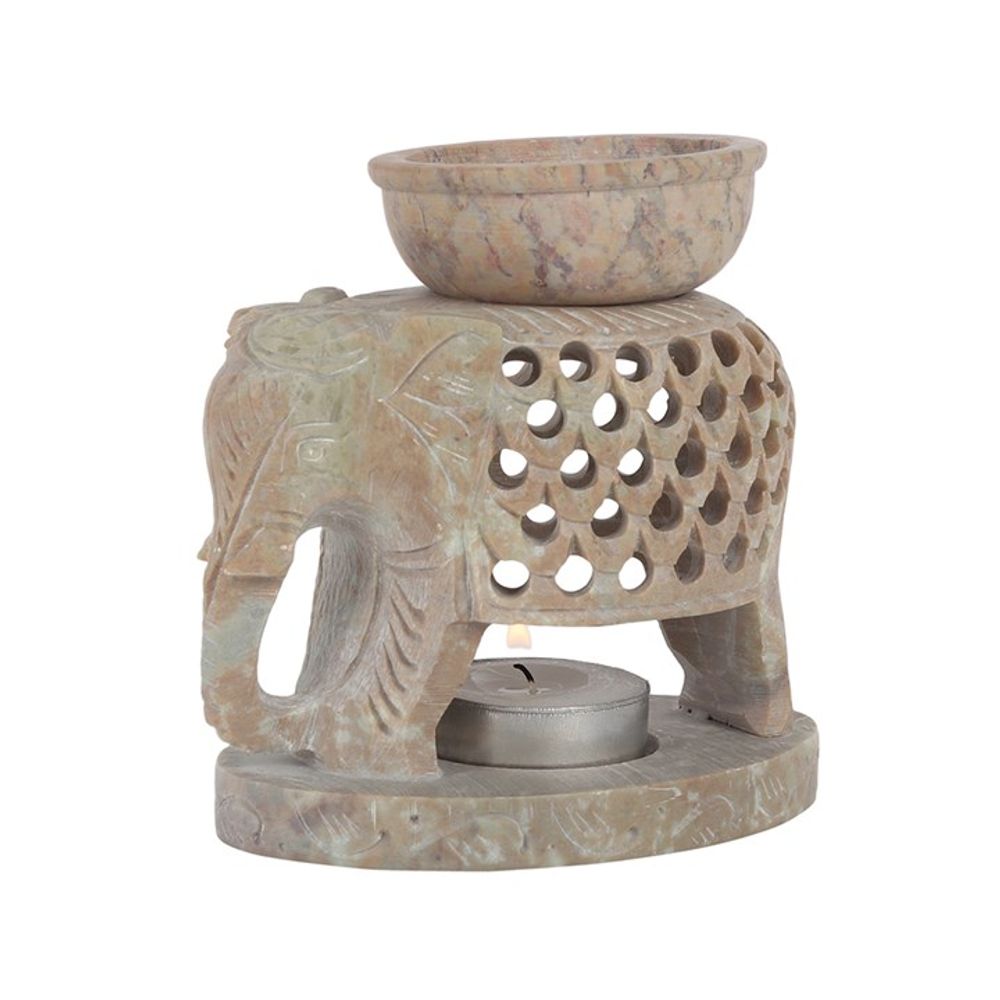 Downward Elephant Soapstone Oil Burner - ScentiMelti  Downward Elephant Soapstone Oil Burner