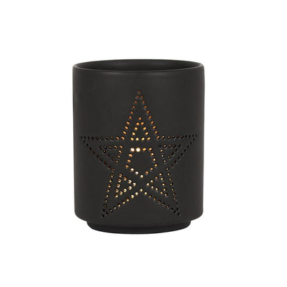 Small Black Pentagram Cut Out Tealight Holder - ScentiMelti  Small Black Pentagram Cut Out Tealight Holder