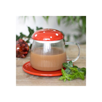 Glass Mushroom Mug and Saucer - ScentiMelti  Glass Mushroom Mug and Saucer