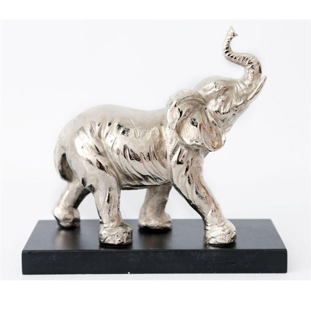 27cm Silver Elephant Ornament on Base - ScentiMelti  27cm Silver Elephant Ornament on Base