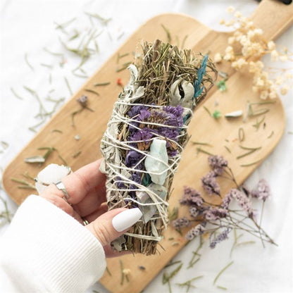 6in Ritual Wand Smudge Stick with Rosemary, Sage and Aventurine - ScentiMelti  6in Ritual Wand Smudge Stick with Rosemary, Sage and Aventurine