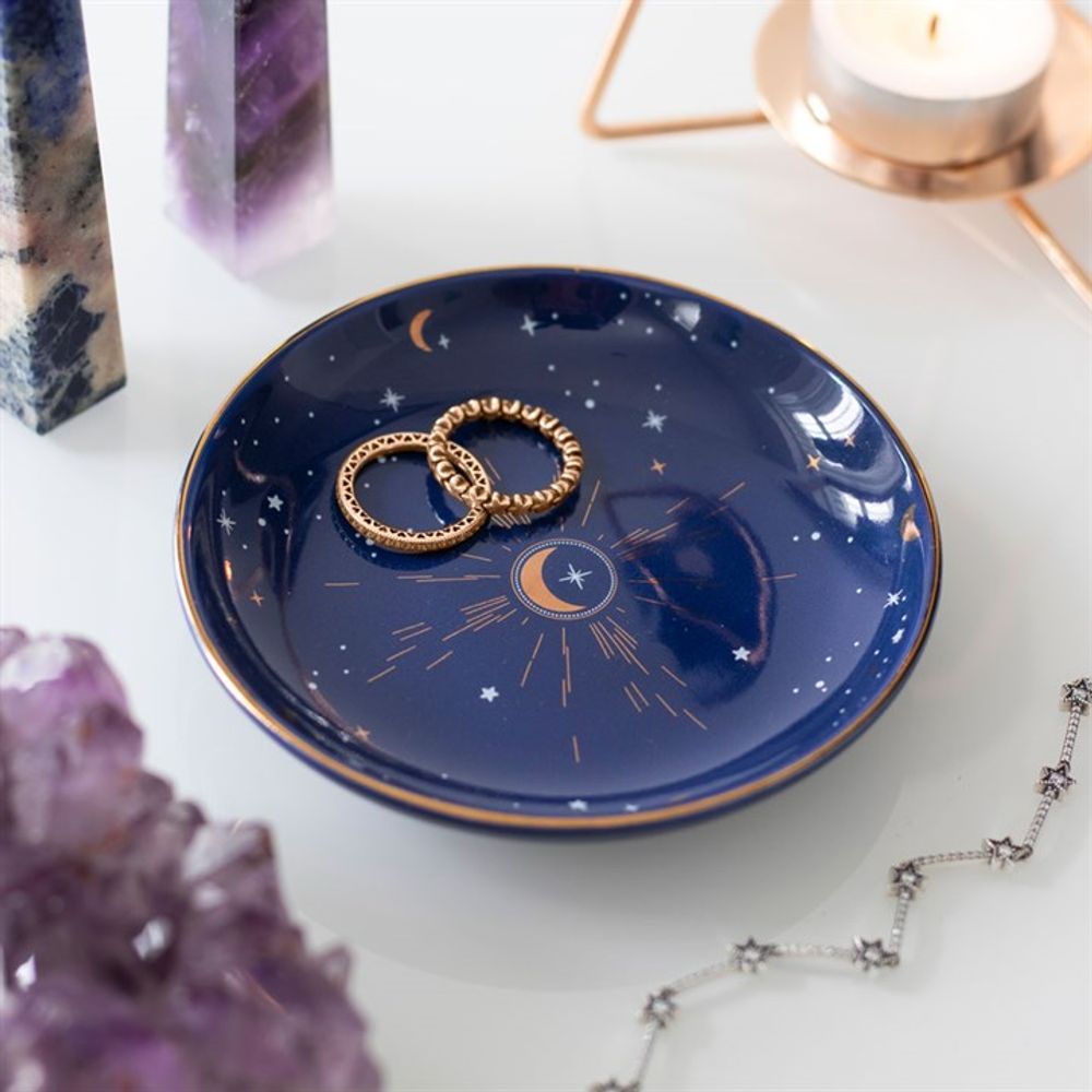 10.5cm Ceramic Blue Crescent Moon Trinket Dish - ScentiMelti Home Fragrance, Beauty & Gifts UK