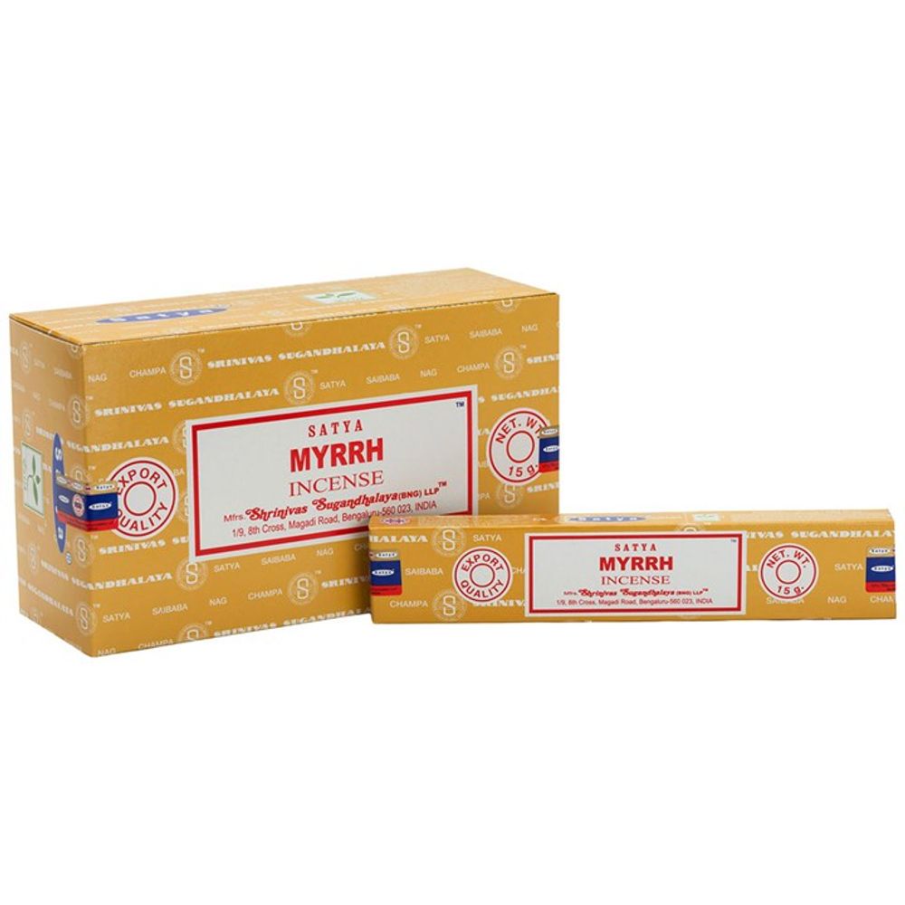 Set of 12 Packets of Myrrh Incense Sticks by Satya - ScentiMelti  Set of 12 Packets of Myrrh Incense Sticks by Satya